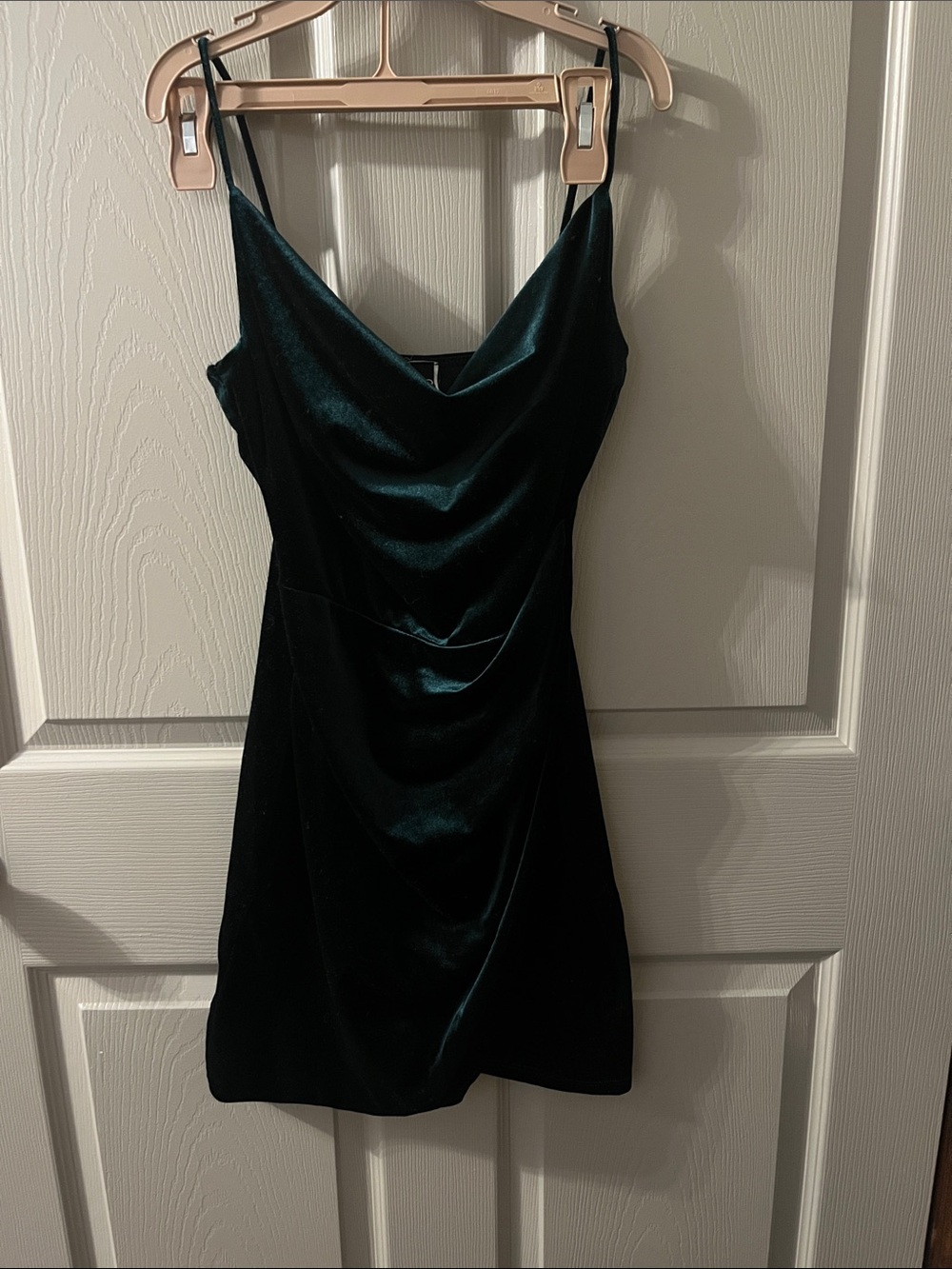 Windsor Dark Green Velvet Cowl Neck Mini Dress